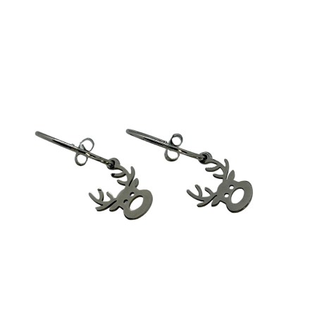 earrings steel silver hoop with bear